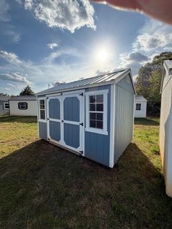 REPO 8x12 A-Frame Shed – Blue & White, Built-In Ramp