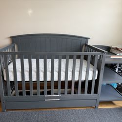 Large Crib Connected Changing table