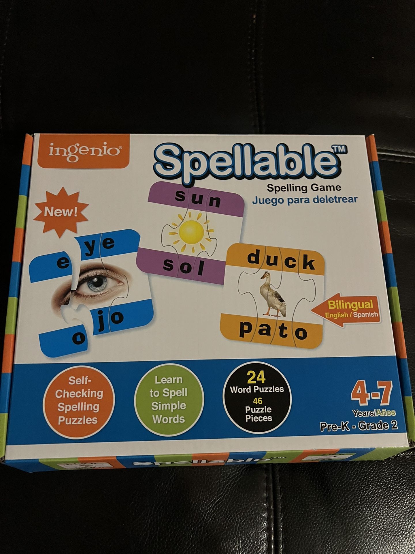 Spelling Game Puzzle in English and Spanish-