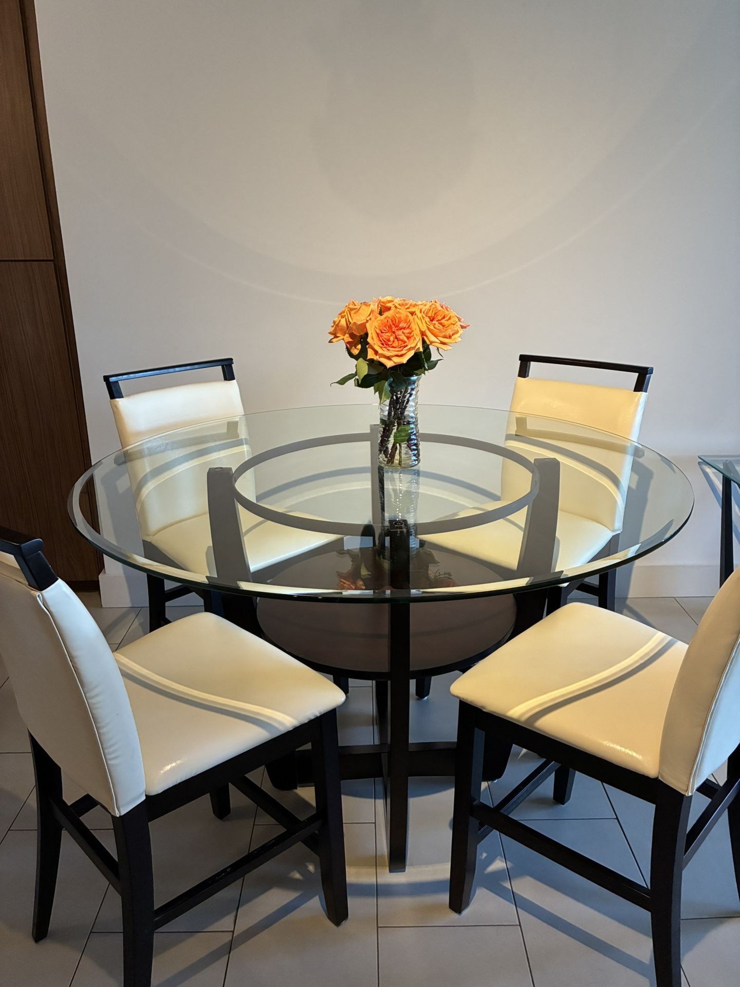 Dinning Table with 4 Cream Chairs