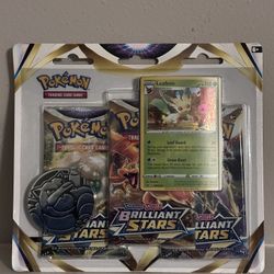 Pokemon Brilliant Stars 3 Pack Blister -Lefeon- New