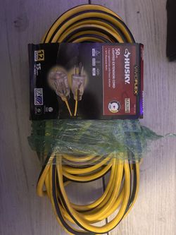 Husky VividFlex 50 ft. 14/3 Gauge Medium Duty Indoor/Outdoor Extension Cord with Lighted End, Yellow
