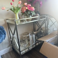 Bar Cart Gold Mirrored Glass - READ DETAILS 