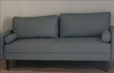 Gray Pleather Futon Sofa  Excellent Condition