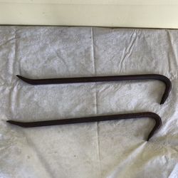 2 Vintage Rusted Crowbars 23” 