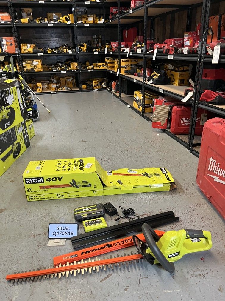 Ryobi 40V 24 in. Cordless Hedge Trimmer Kit ONE 2Ah Battery Charger RY40HG01 Tools Machinery