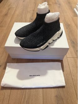 Balenciaga Speed Trainer Lurex Black Glitter Size 41 w/ Box & Dust Bag