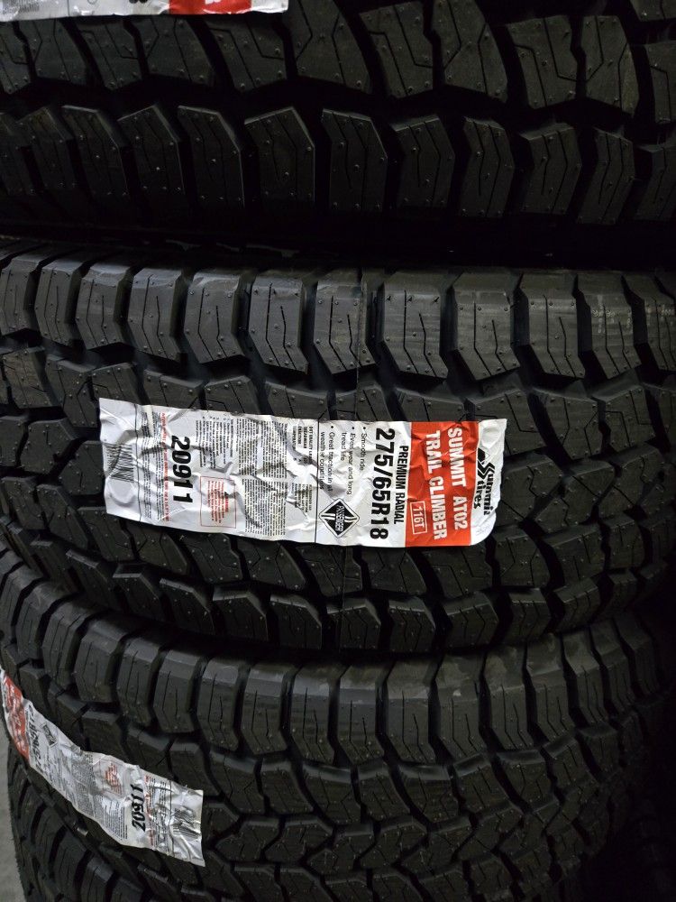 (4) 275/65r18 Summit A/T Tires 275 65 18 Inch AT
