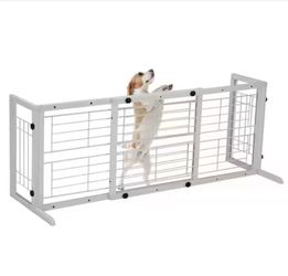 38 in. to 71 in. W Adjustable Pet Gate, Solid Wood Dog Fence for Doorway, Stairs