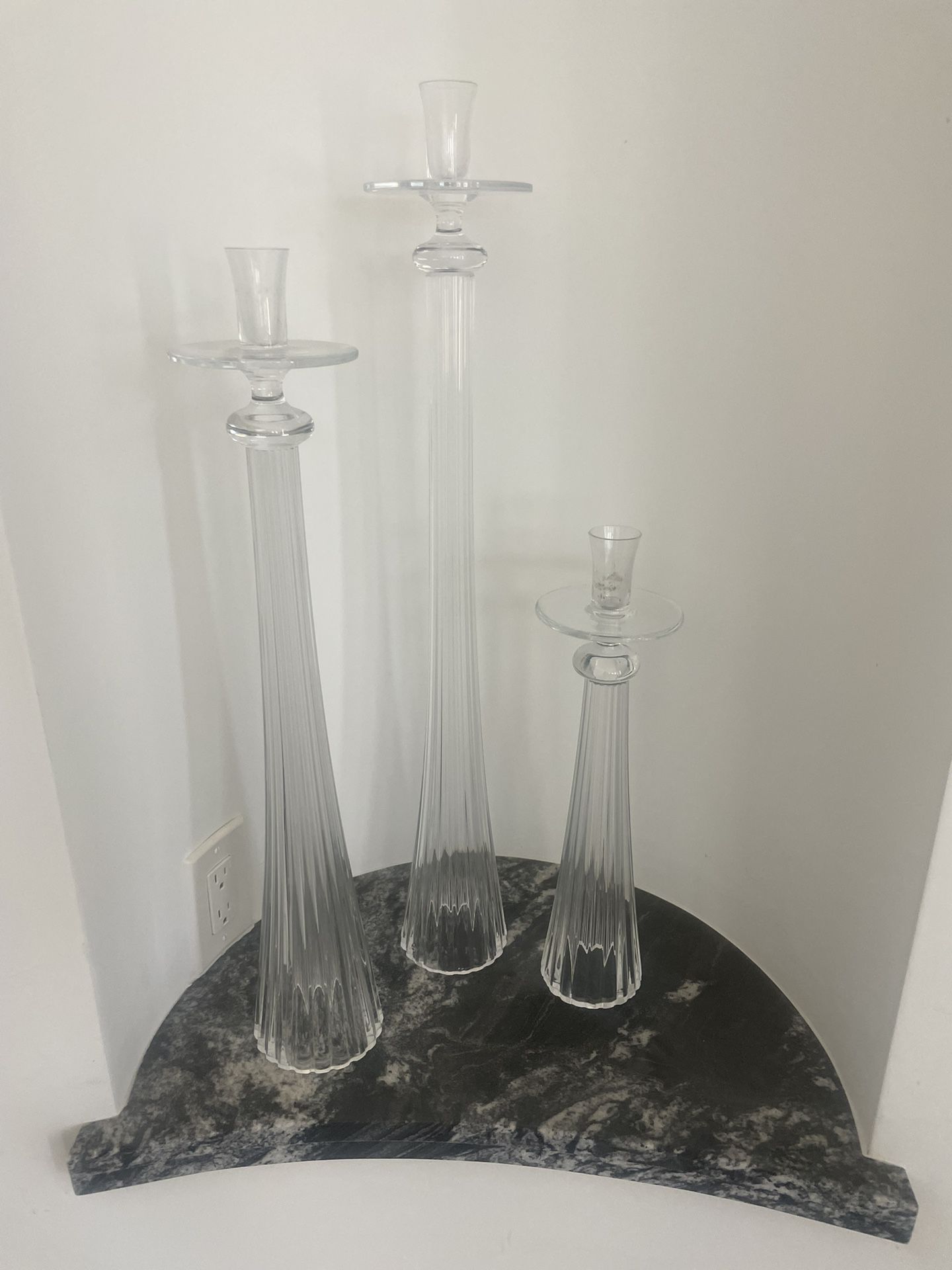 Set If 3 Global Views” Crystal Glass Candle Stick Holders