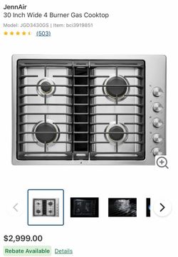 JennAir 30-Inch 4-Burner Gas Cooktop