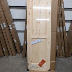 24" x 80" Pine Wood Prehung Door Interior, Natural Pine Wood Door, Arch Top 2-Panel ReadytoStain Solid Core Slab Doors