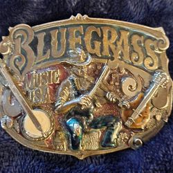 Vintage Bluegrass Music USA Heavy Belt Buckle