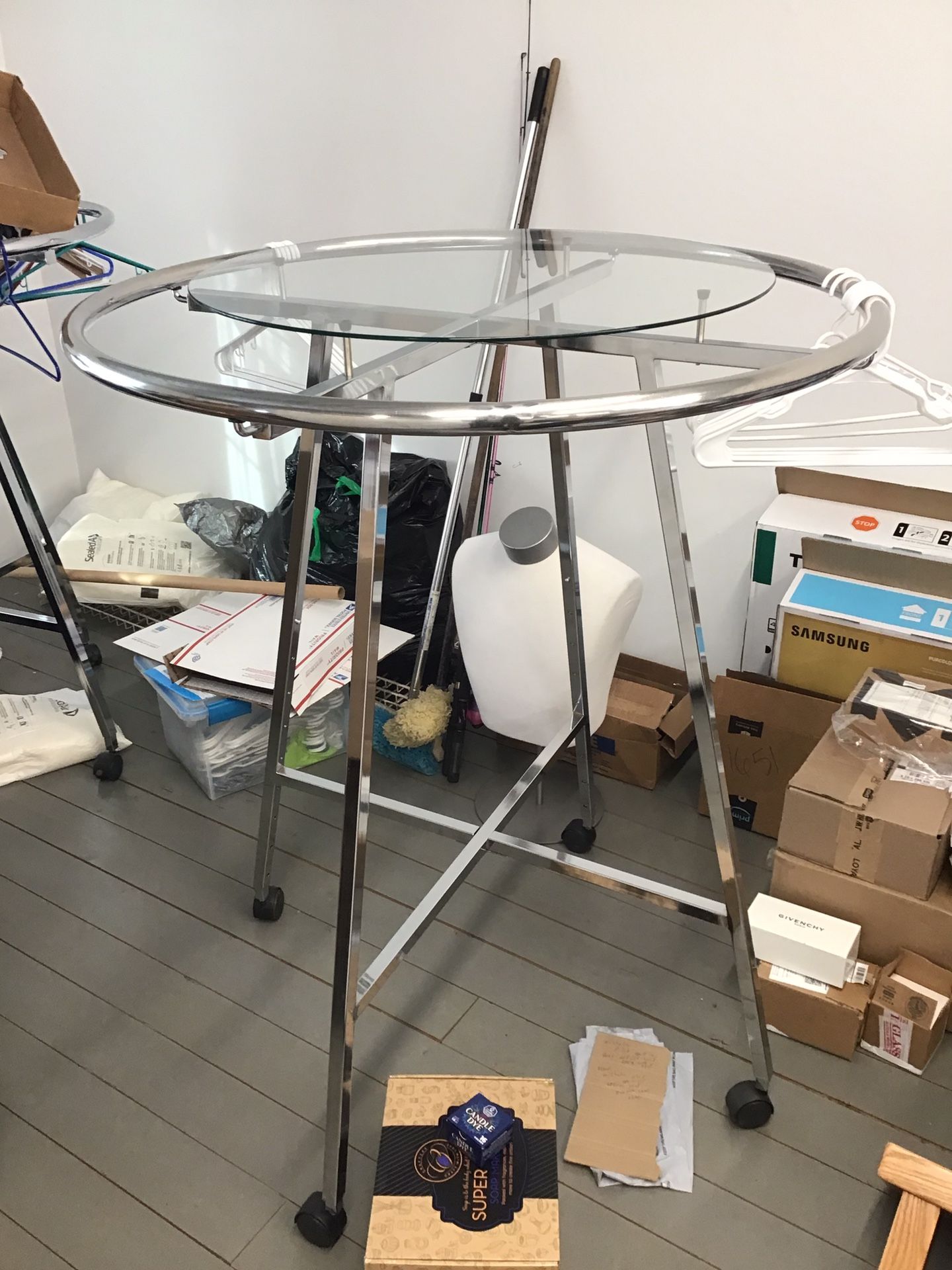 Clothes Rack Commercial Grade With Glass Top