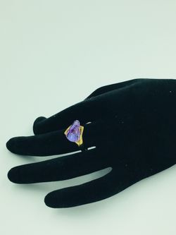 Vermeil Purple Glass Ring 8.25