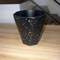 Black and White Splatter Plant vase 5.5 in by 5.5 in 