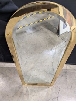 Vintage Arched Gold Tone Metal Frame Wall Mirror