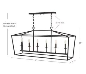 Pagoda 49 in. 6-Bulb Oil Rubbed Bronze Farmhouse Lantern Metal LED Pendant