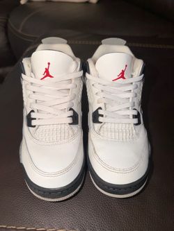 Air Jordan 4 White Black Red Sneakers Size 1 y