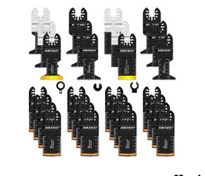 28PCS Oscillating Saw Blades, Professional Universal Titanium Multitool Blades for Wood Metal, Quick Release Multi Tool Blades Kits Compatible with De