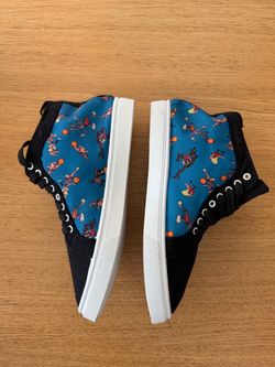 Men’s Blue/Black/White Bugs Bunny Daffy Duck High Top Canvas Sneakers US 8