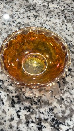 Vintage orange/peach swirl carnival glass