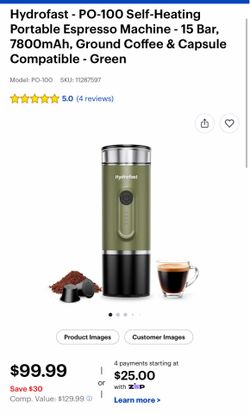 Hydrofast PO-100 Self-Heating Portable Espresso Machine (Green)