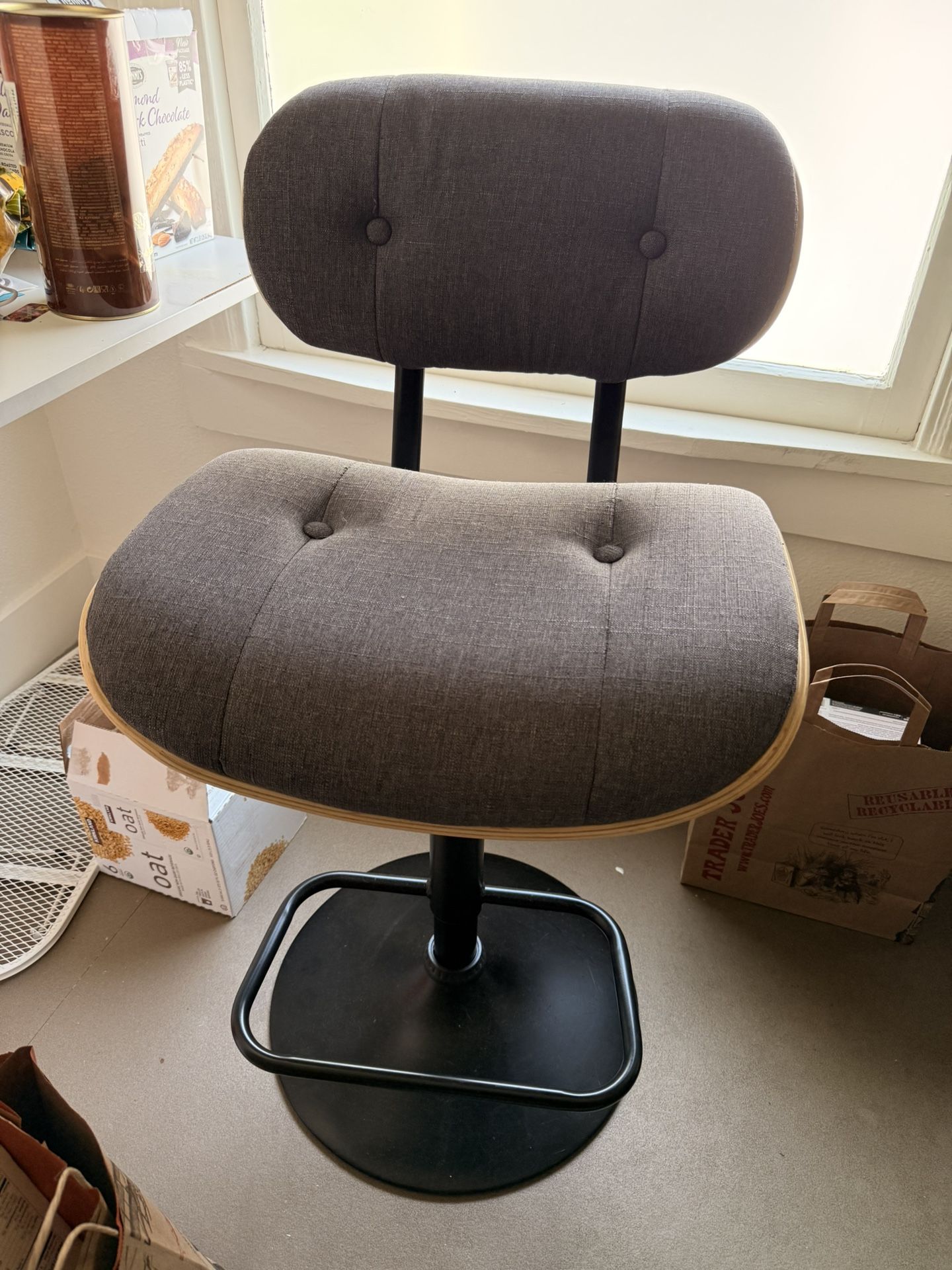 Grey Swivel Bar Stool
