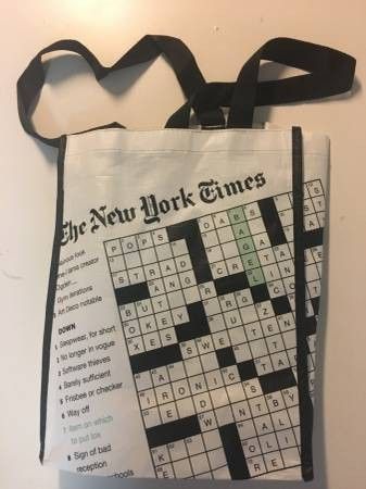New York Times Crossword Puzzle Shopping Travel Storage Strap Bag