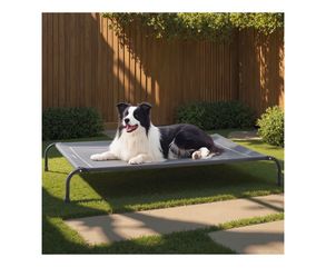 Bedsure Outdoor Elevated Cooling Dog Bed Large Sized Dog, 49in Grey Portable Raised Camping Pet Cot Hammock,Breathable Teslin Mesh,Weather Resistant,F