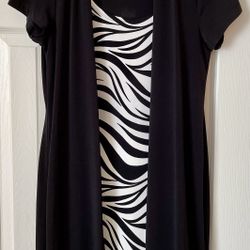 Elegant Size 10 Black And White Dress