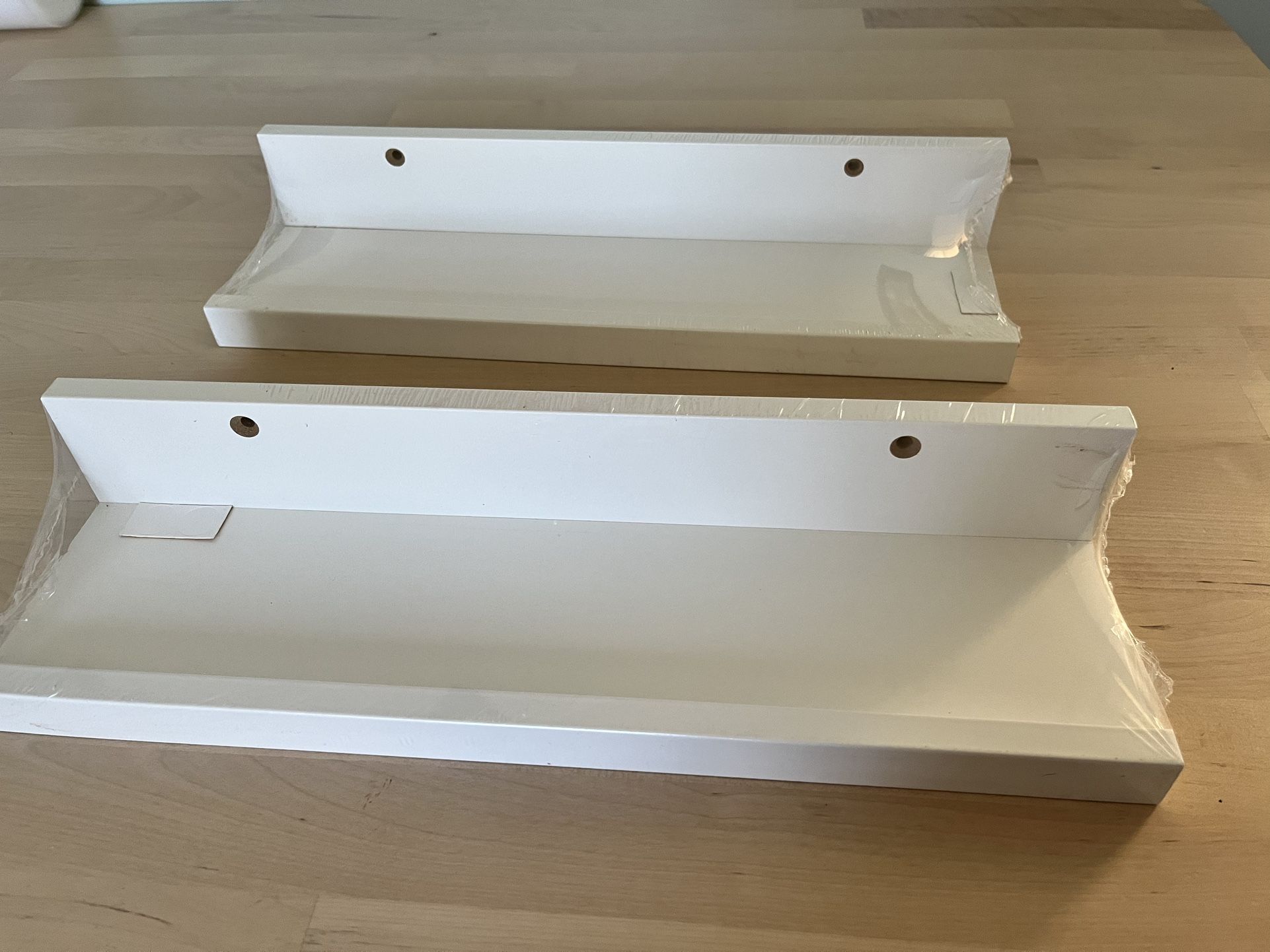 2 New Wooden White Wall Shelves 14”x4” Made In Poland