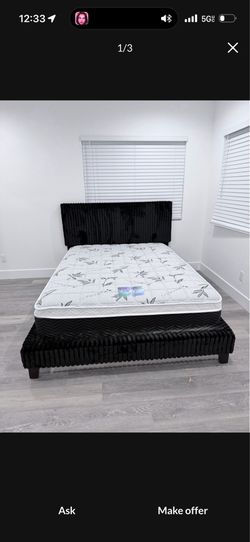 NEW QUEEN BED FRAME WITH MATTRESS