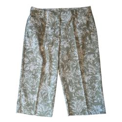 Briggs New York Green White Floral Stretch Capri Crop Pants Women's 12
