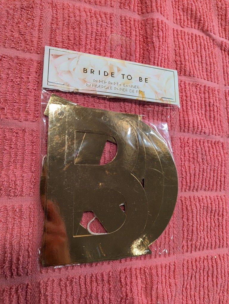 Bride To Be Gold Banner Brand New
