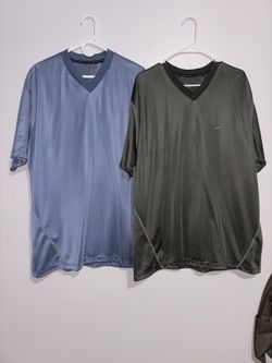 Nike Vintage V Neck T Shirt Mens XL Bundle Green Blue Loose Fit Running Athletic