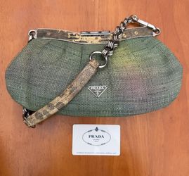 Rare Vintage Prada Raffia & LizardLeather Bag
