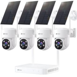 Security Camera System, 4PCS Pan & Tilt 2K Outdoor Security Camera, 10CH Smart NVR, Smart Human Detection, Spotlight