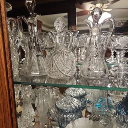 Small Vintage  Crystal Bottles Each 8