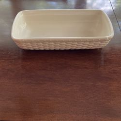 Longaberger 12 X 6 Baking Dish With Basket Weaving On Sides