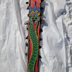 Aztec Serpent God, Quetzalcoatl. Carved Out Of Cedarwood, Mable Eyes. Dragon God