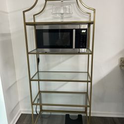  Glass 5 Tier Glass Shelf Bookcase in Gold