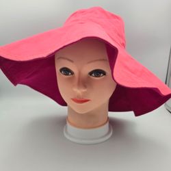 Unbranded Women's Reversible Pink WideBrimSunHat