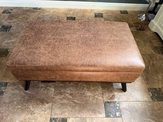 Faux Leather Storage Ottoman