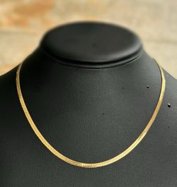 Jewelry 14k solid yellow herringbone Cuban 16.25” Chain necklace 7.20 grams 3.00mm
