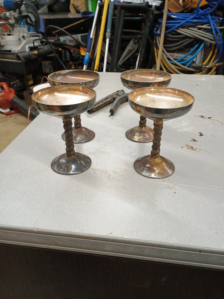 Vintage Spanish Silver Plated Champaign Classes