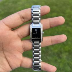 ESQ by MOVADO Swiss Silver DIAMOND Bezel Black Dial Women's Watch