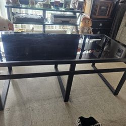 BLACK GLASS, TOP COFFEE TABLE AND END TABLES