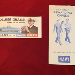 1950’s Naval Reserve Card and Naval Officer Brochure 