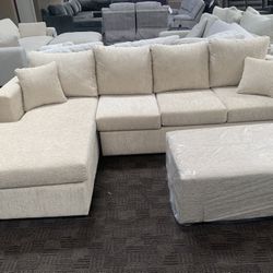 New White Beige Sectional Sofa 